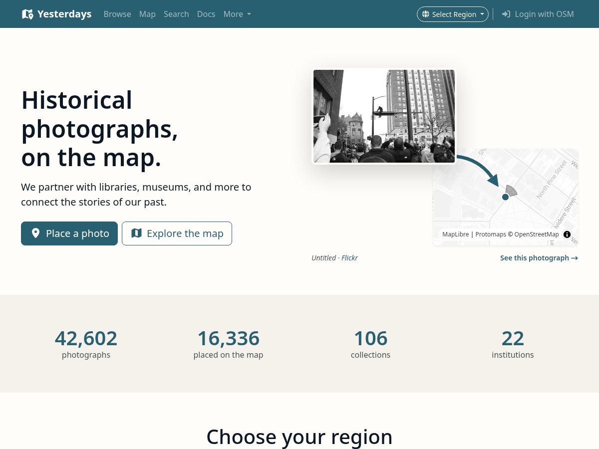 Landing-page snapshot of yesterdays.today