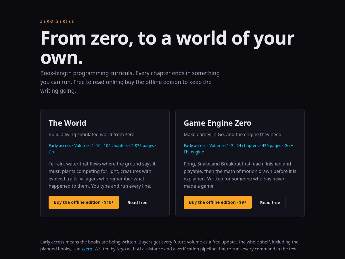 Landing-page snapshot of zeroseries.dev