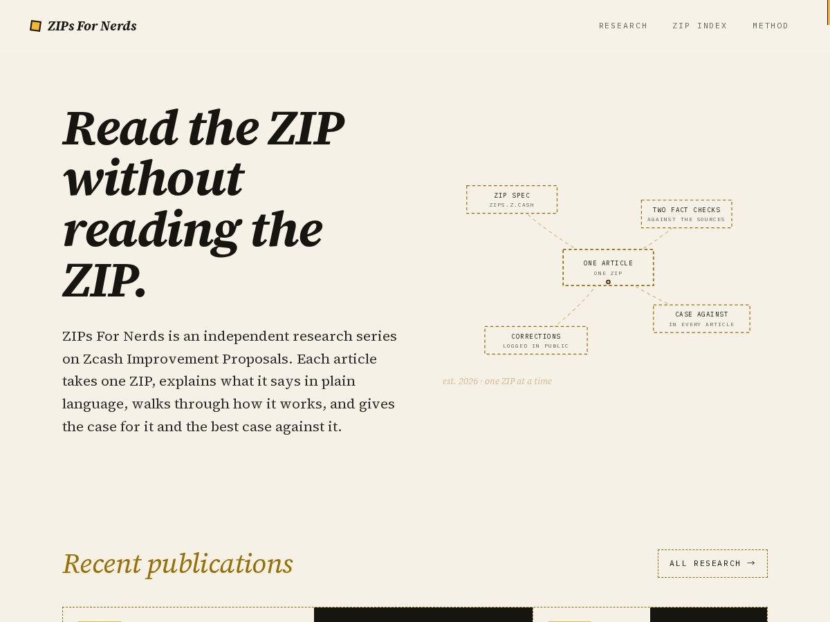 Landing-page snapshot of zipsfornerds.com