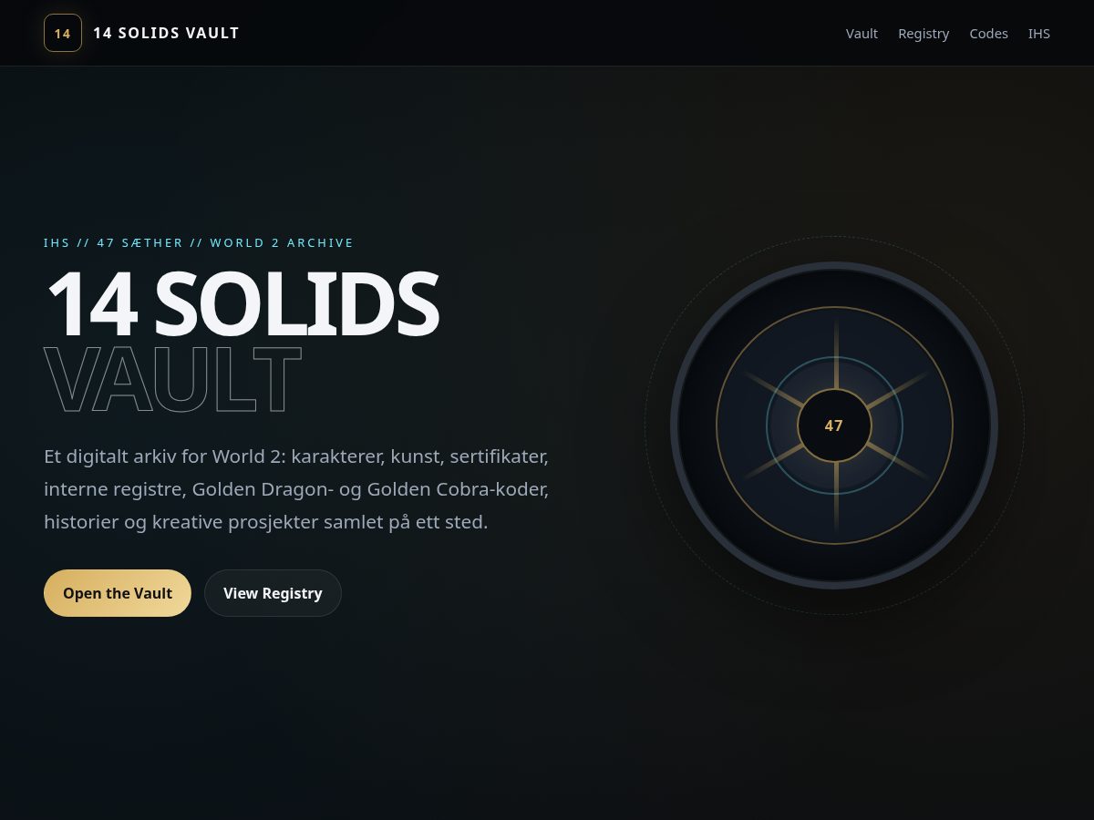 Landing-page snapshot of 14solidsvault.com