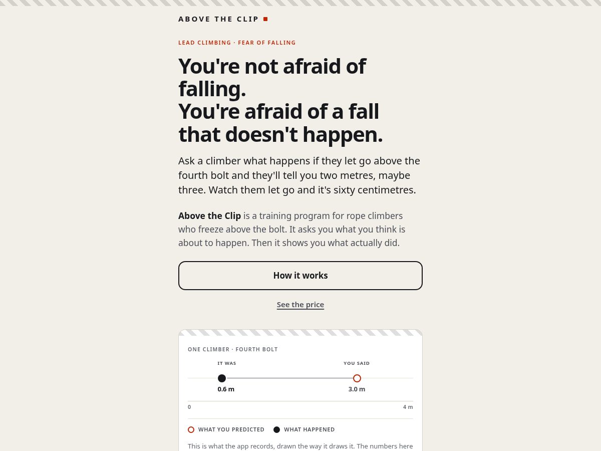 Landing-page snapshot of abovetheclip.com