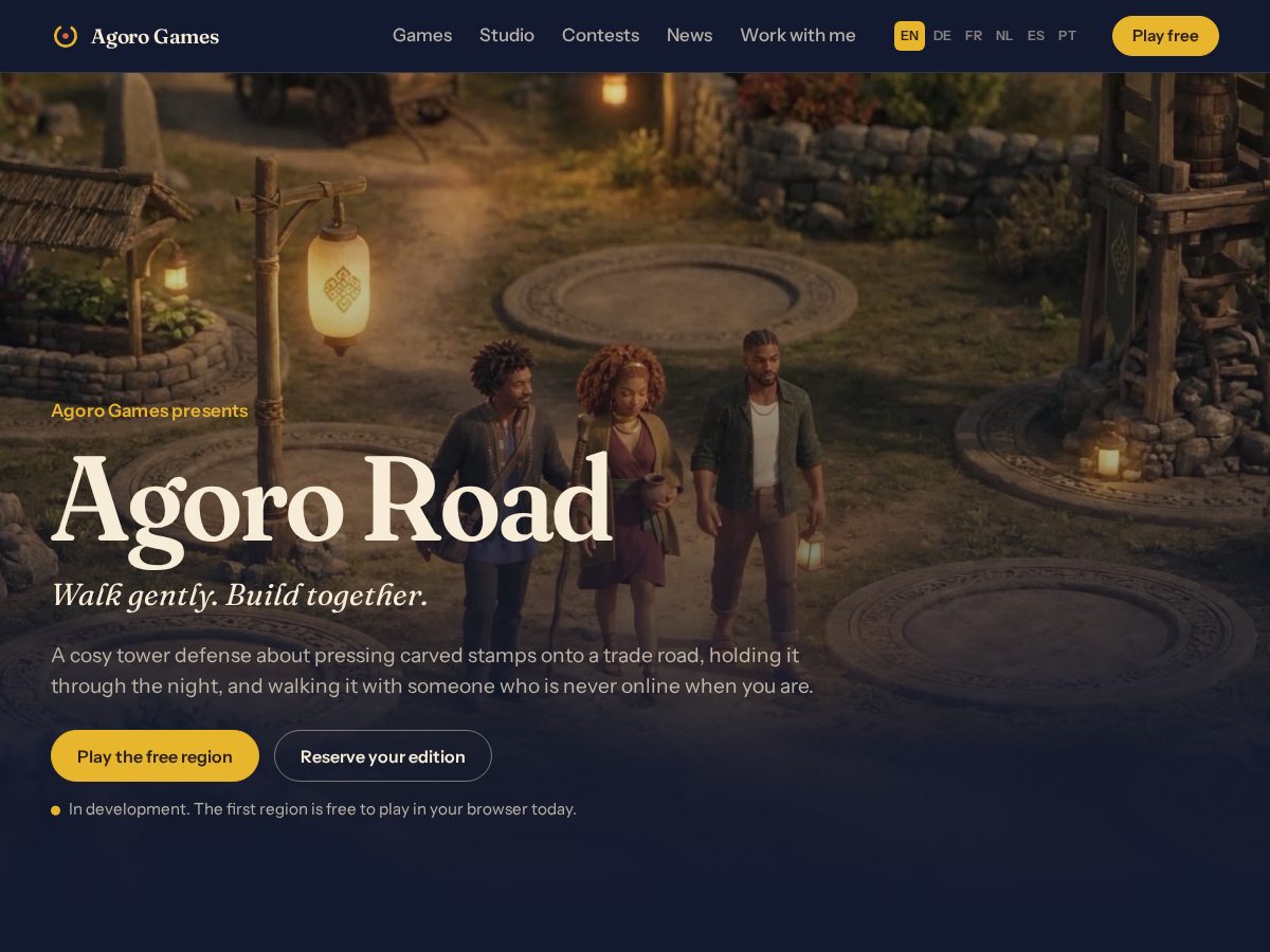 Landing-page snapshot of agoro.games