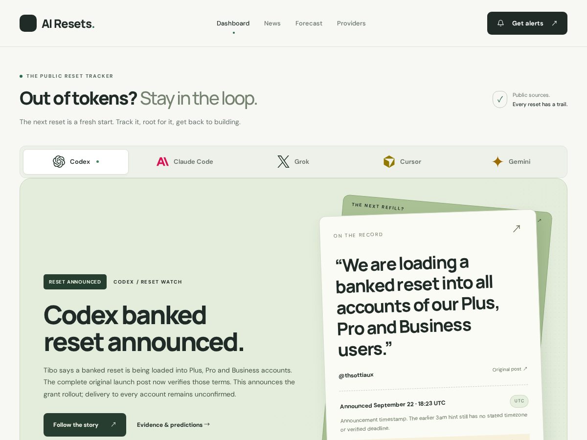 Landing-page snapshot of airesets.dev
