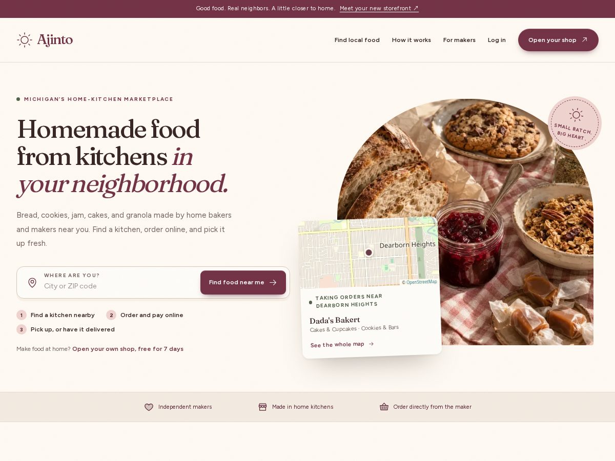 Landing-page snapshot of ajinto.com