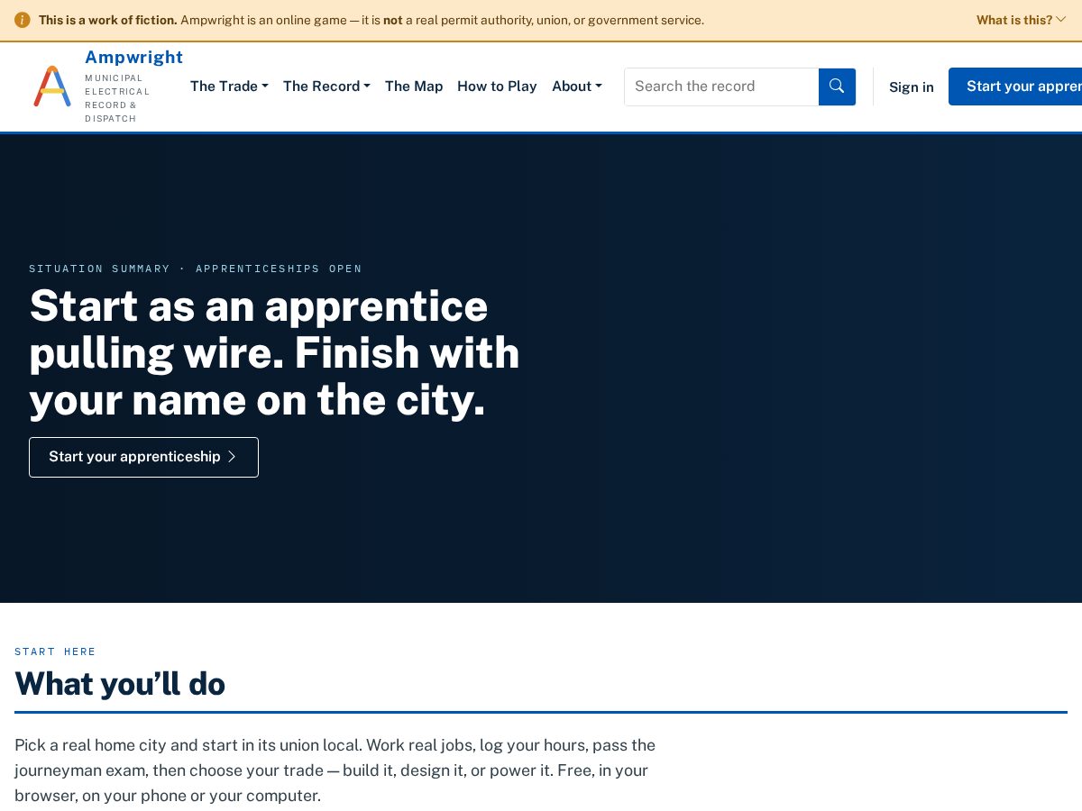 Landing-page snapshot of ampwright.com