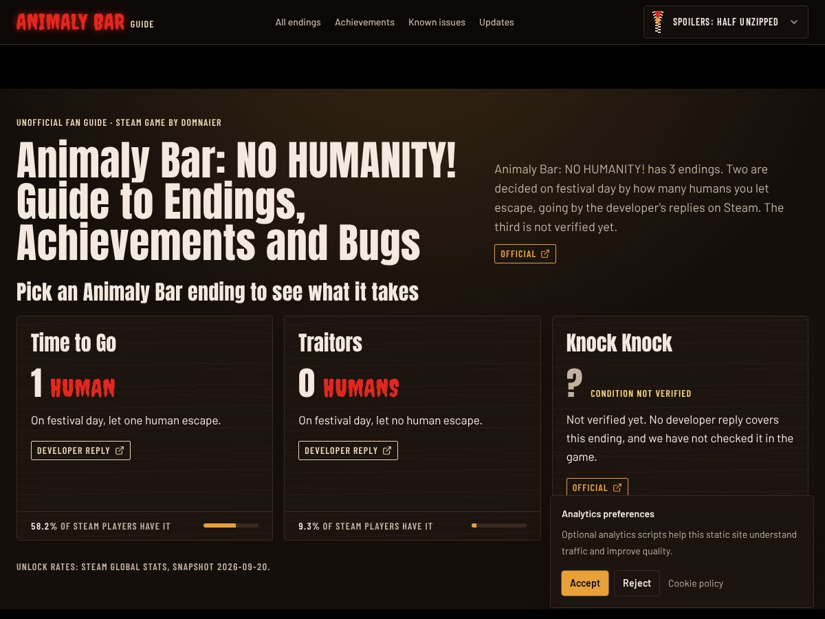 Landing-page snapshot of animalybar.online