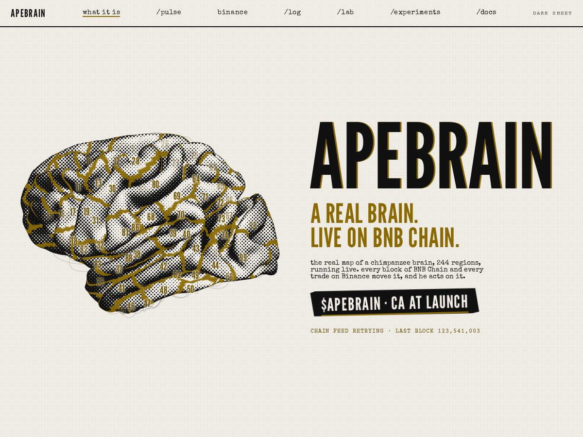 Landing-page snapshot of apebrain.tech