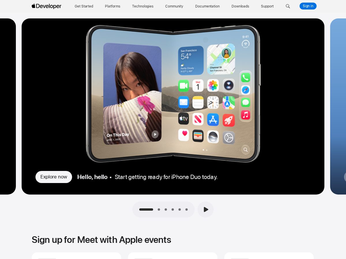 Landing-page snapshot of appledevelopersupport.com