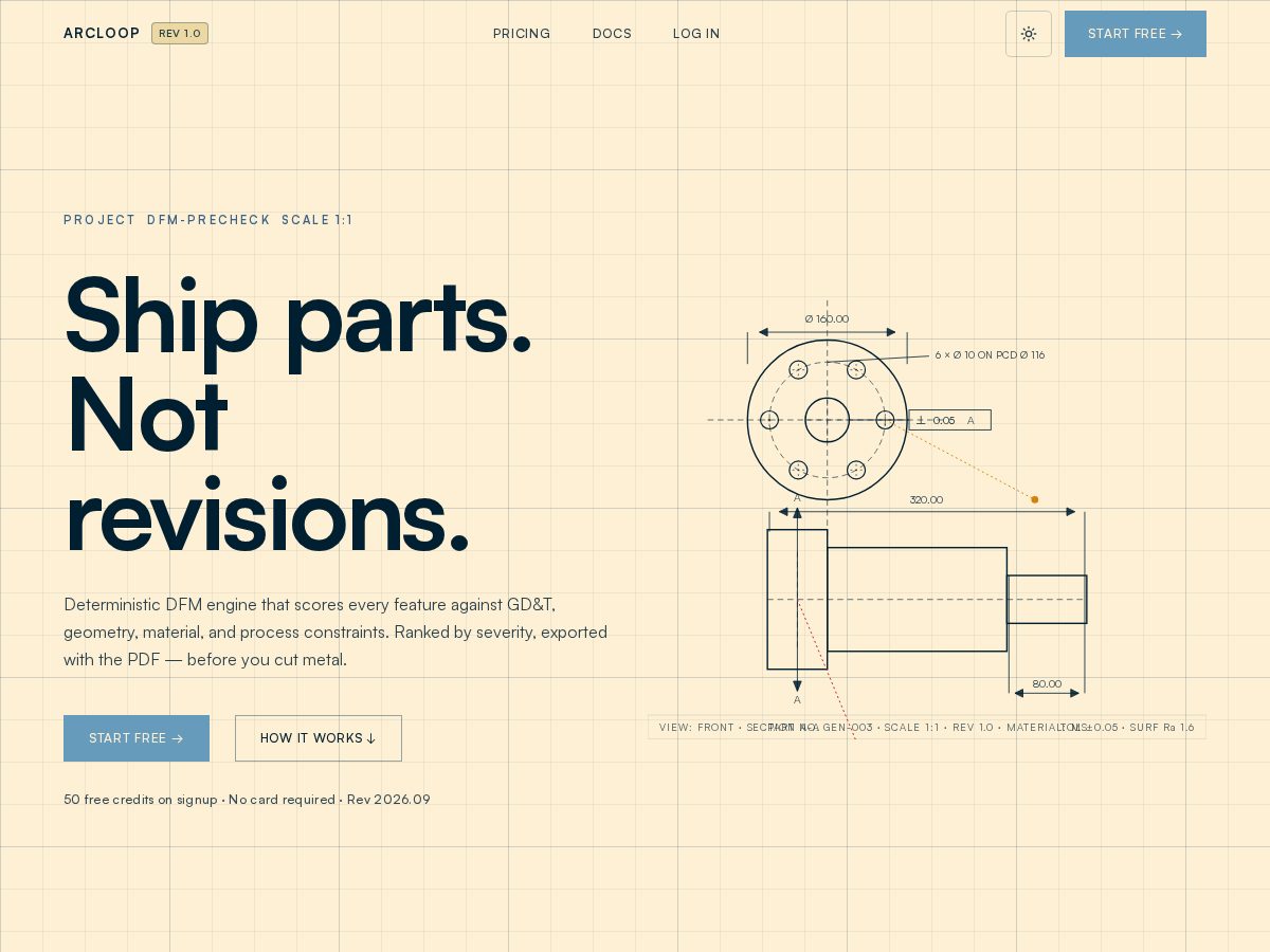 Landing-page snapshot of arcloop.tech