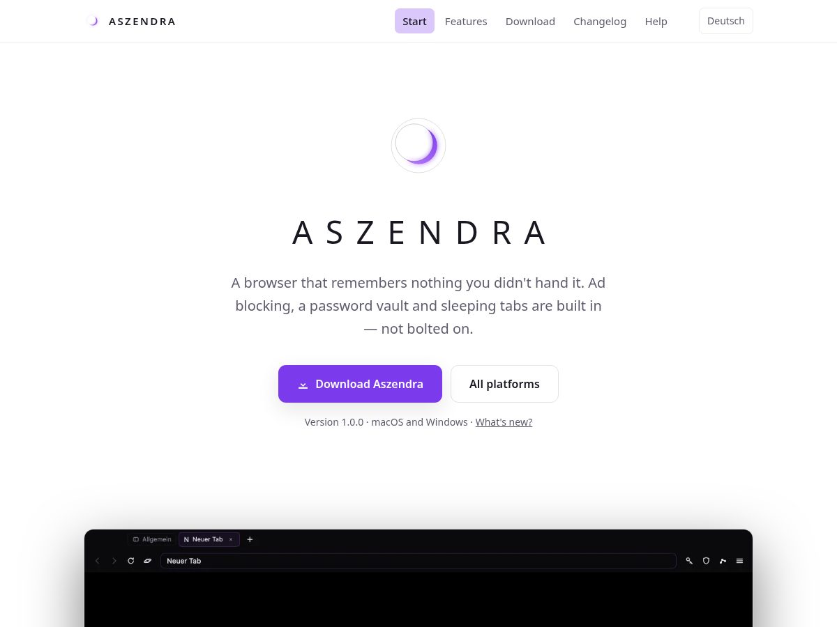 Landing-page snapshot of aszendra.com