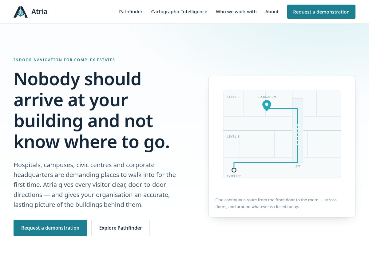 Landing-page snapshot of atria.zone
