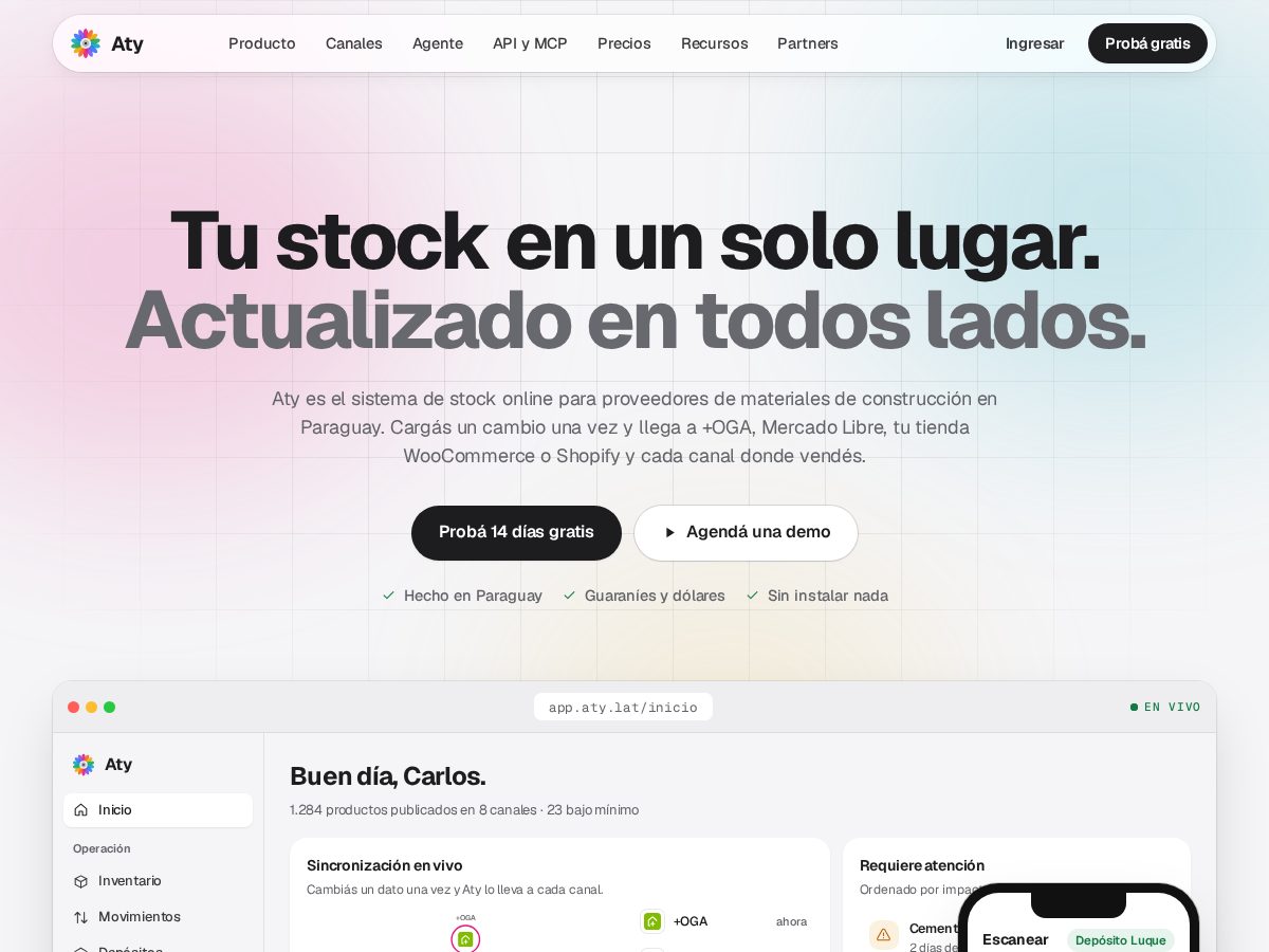 Landing-page snapshot of aty.lat