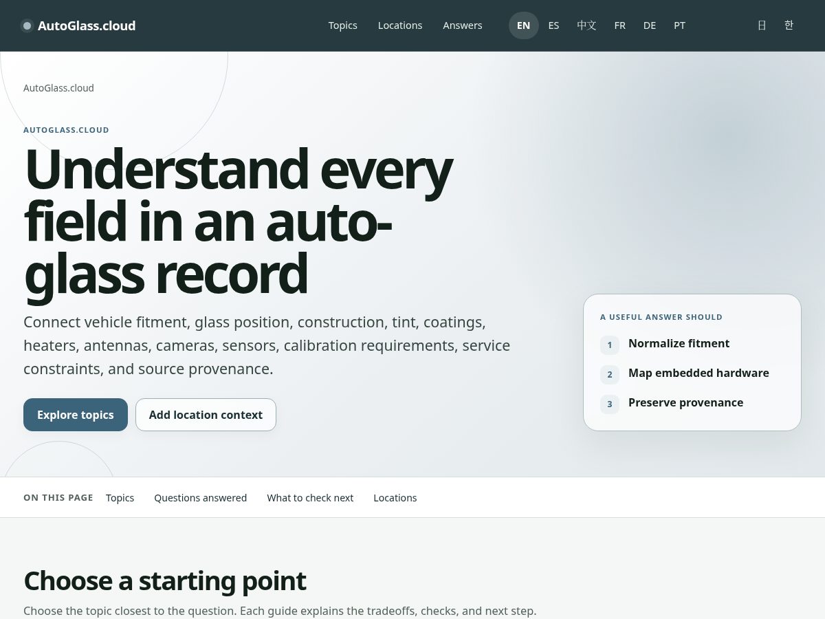 Landing-page snapshot of autoglass.cloud