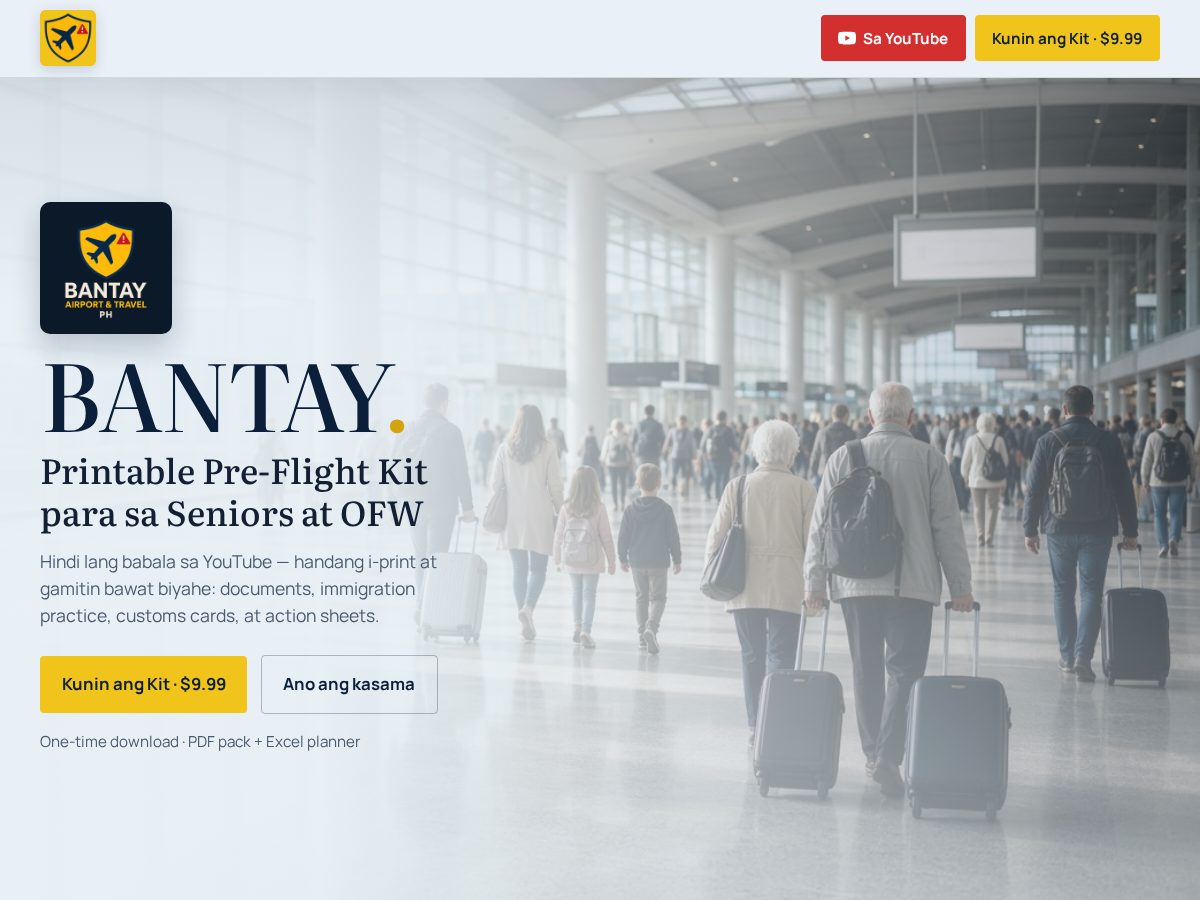 Landing-page snapshot of bantaytravel.com
