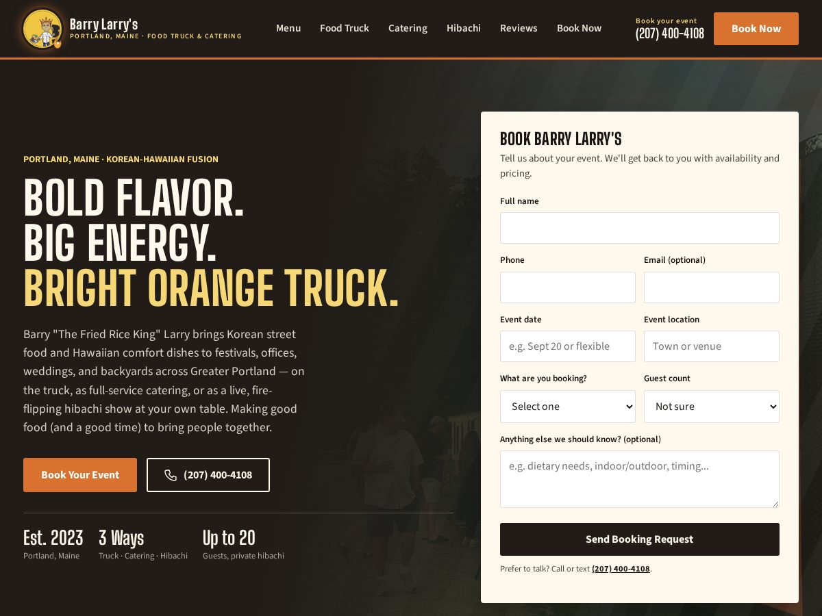 Landing-page snapshot of barrylarrys.com