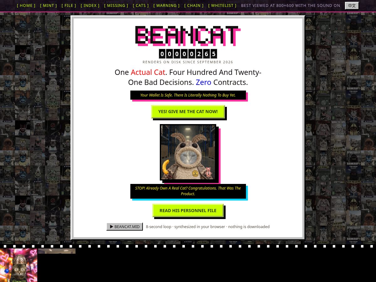 Landing-page snapshot of beancat.org