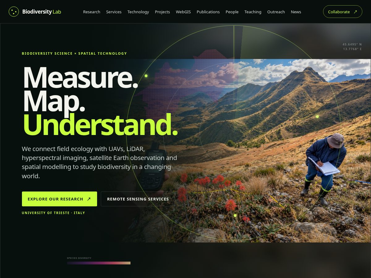 Landing-page snapshot of biodiversitylab.net