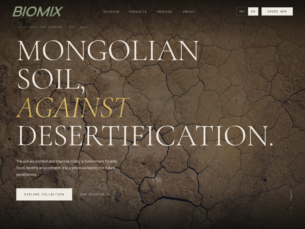 Landing-page snapshot of biomixsoil.com