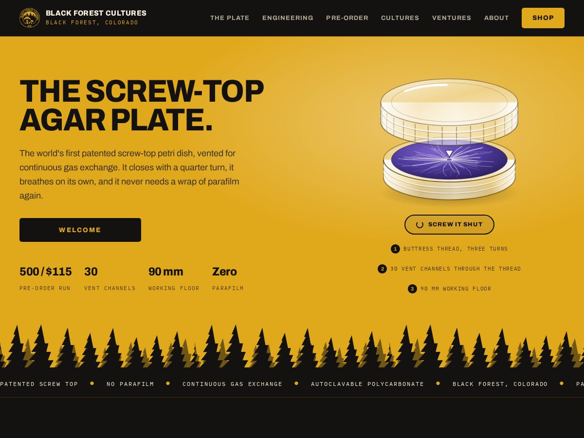 Landing-page snapshot of blackforestcultures.com