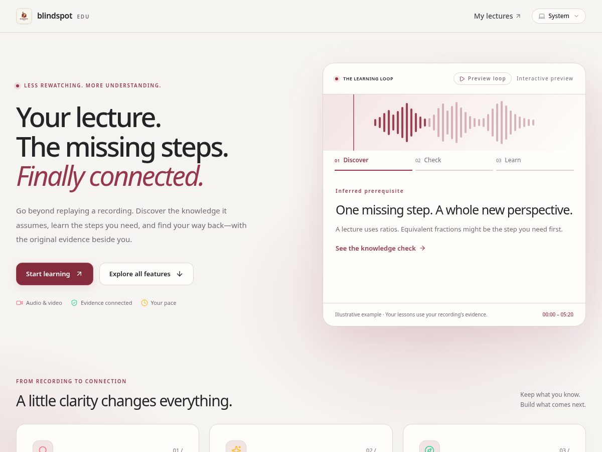Landing-page snapshot of blindspot-edu.online