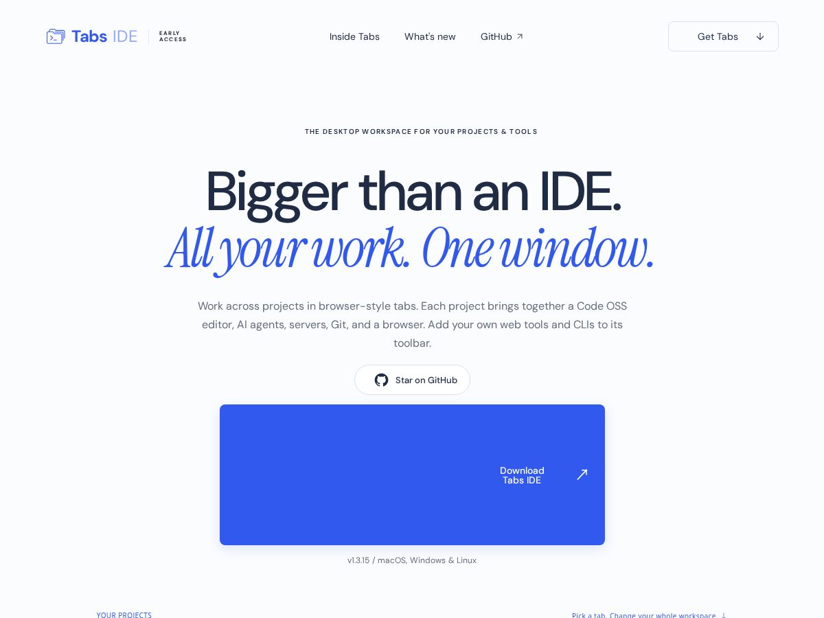 Landing-page snapshot of buildwithtabs.com