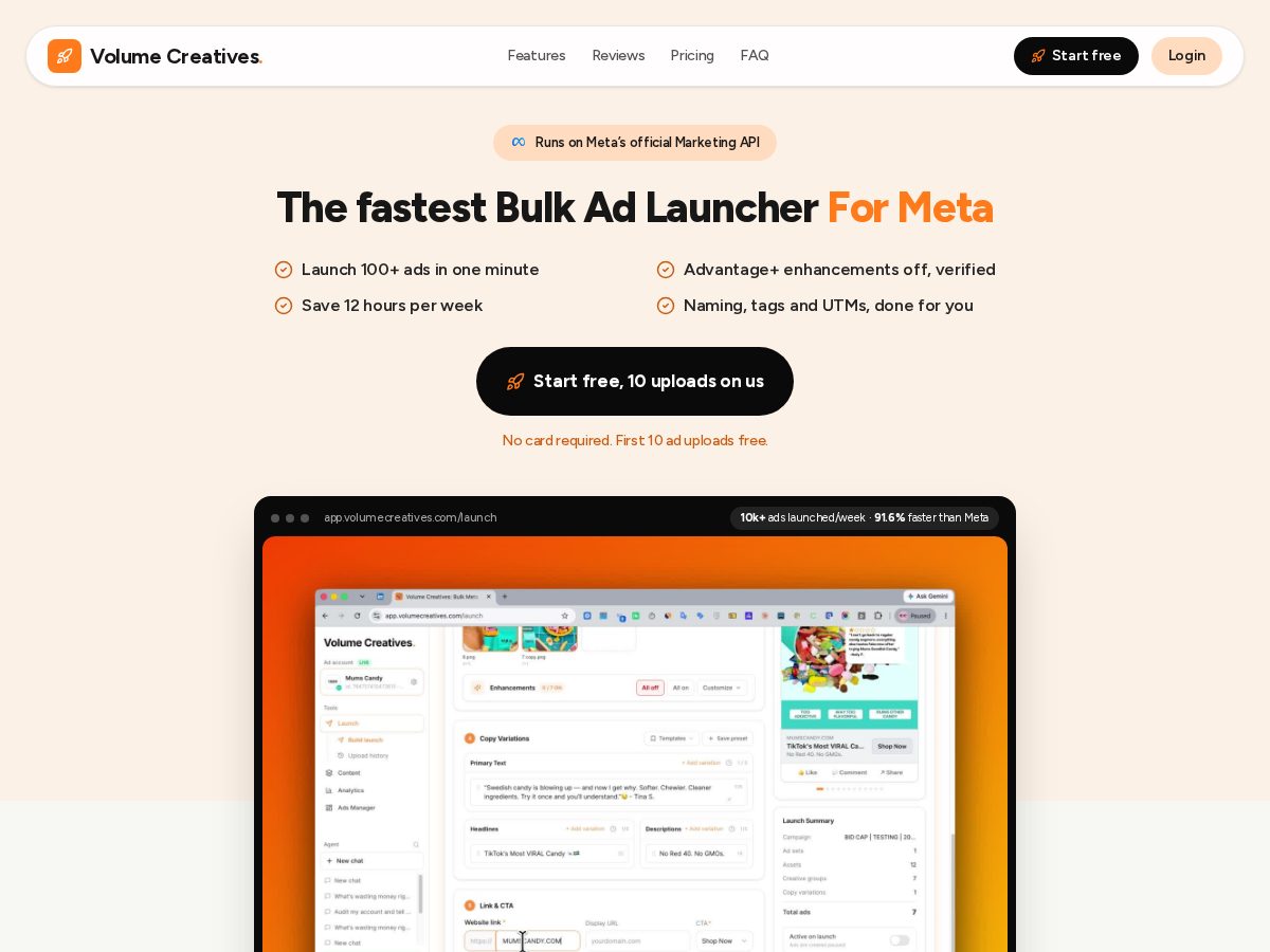 Landing-page snapshot of bulklaunchyourads.com