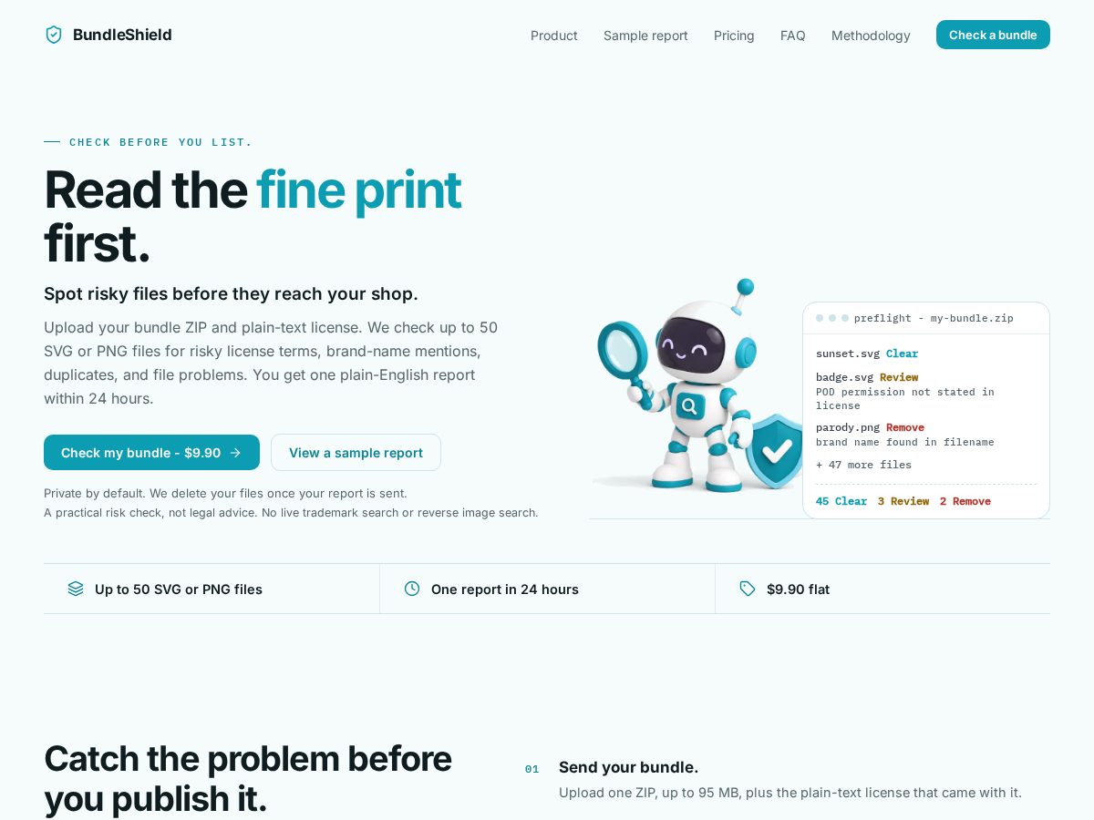 Landing-page snapshot of bundleshield.com