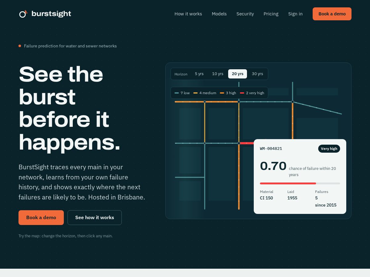 Landing-page snapshot of burstsight.com