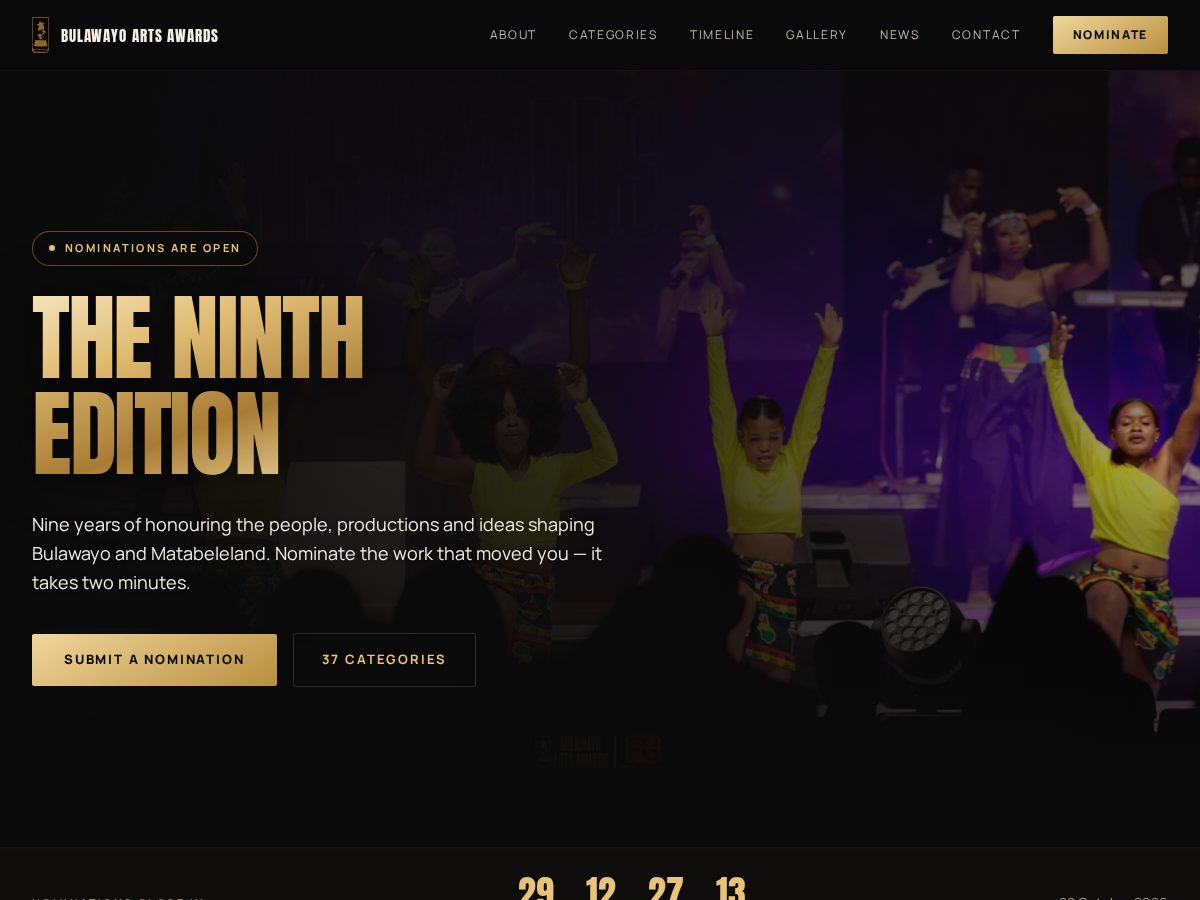 Landing-page snapshot of byoartsawards.com