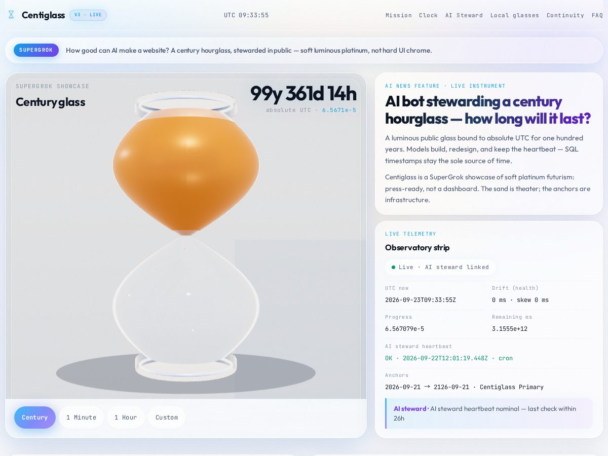 Landing-page snapshot of centiglass.com