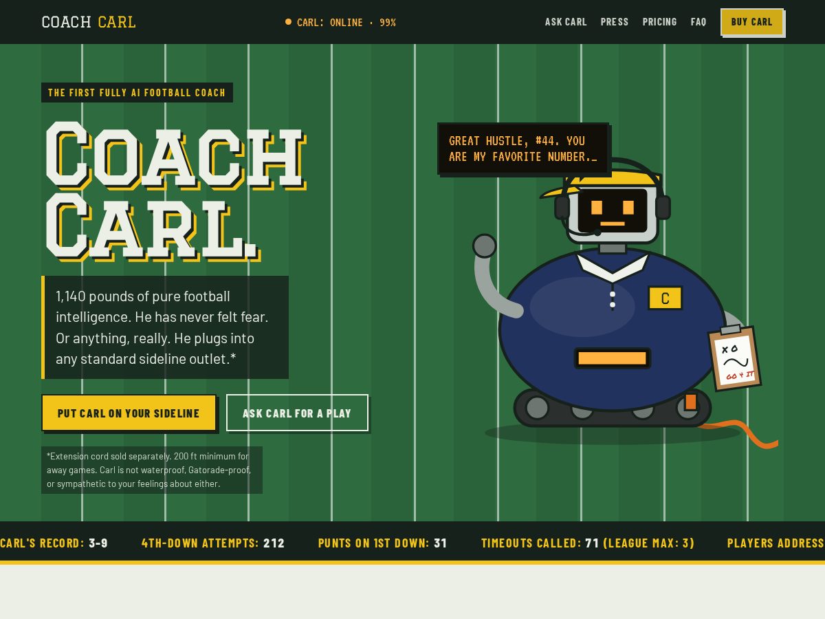 Landing-page snapshot of coachcarl.coach
