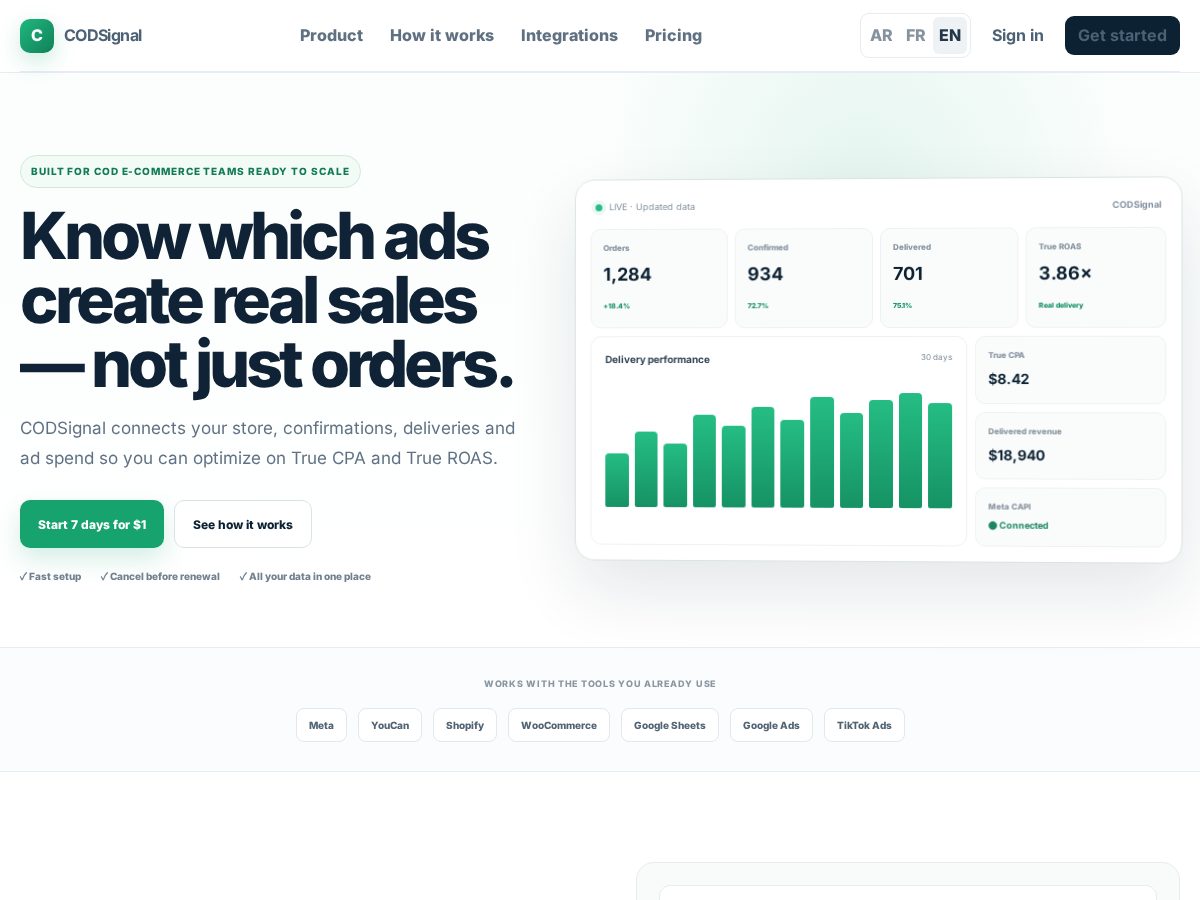 Landing-page snapshot of codsignal.com