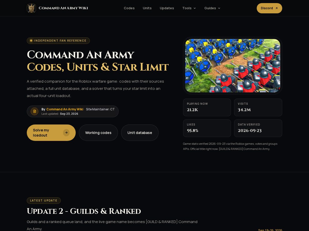 Landing-page snapshot of commandanarmy.blog