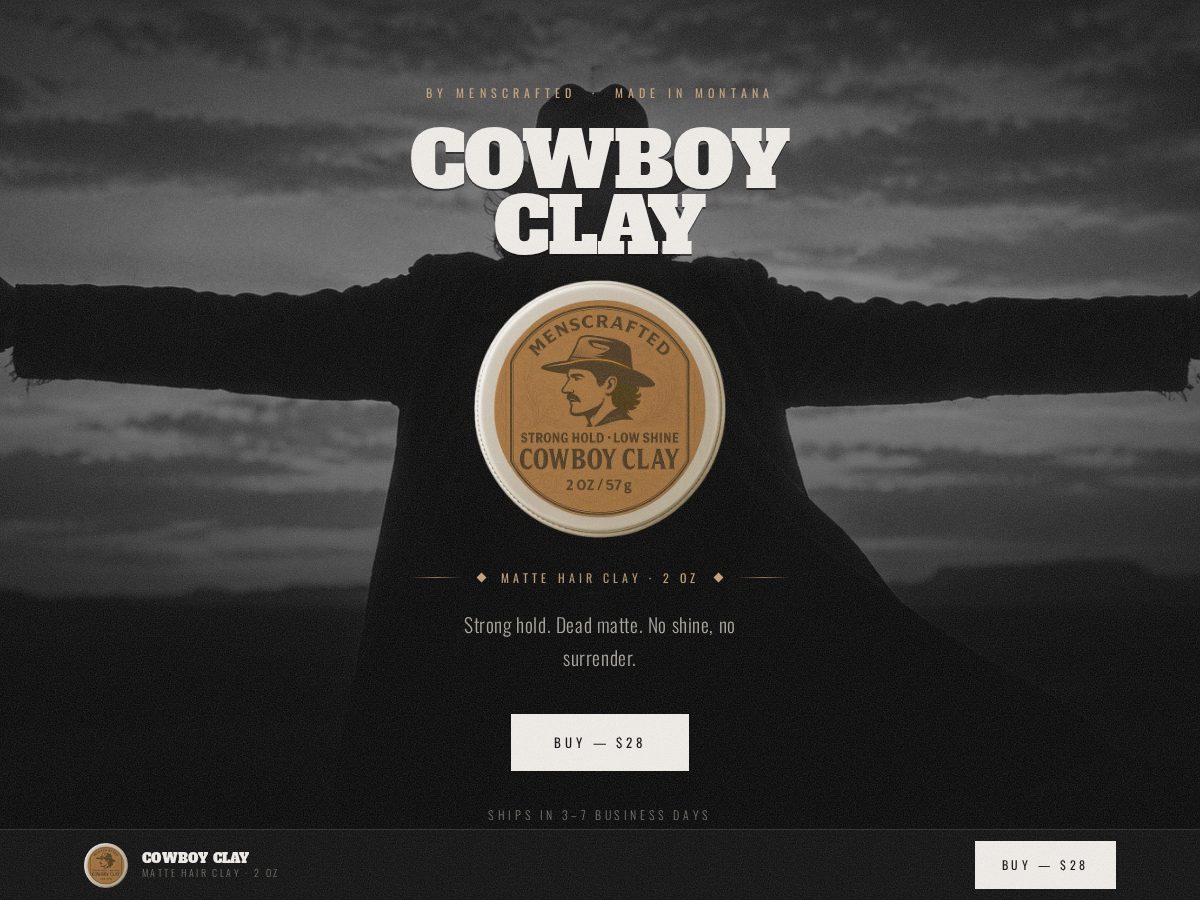 Landing-page snapshot of cowboyclay.com