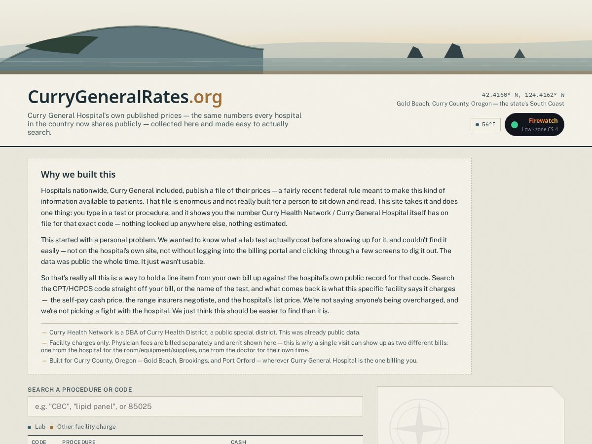 Landing-page snapshot of currygeneralrates.org
