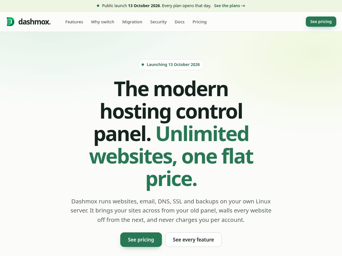 Landing-page snapshot of dashmox.com