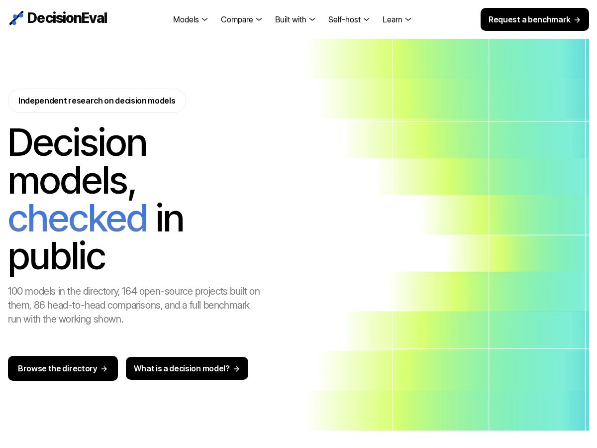 Landing-page snapshot of decisioneval.dev