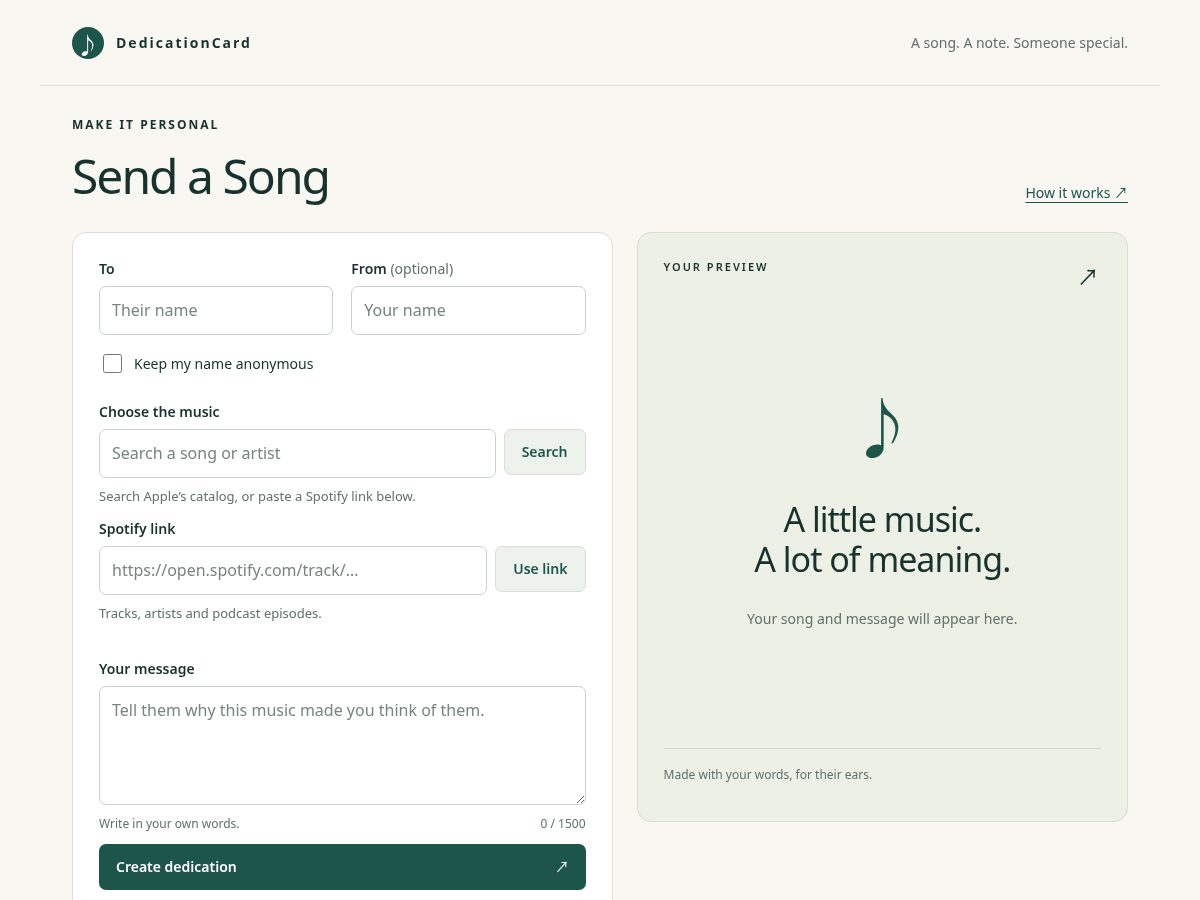 Landing-page snapshot of dedicationcard.com