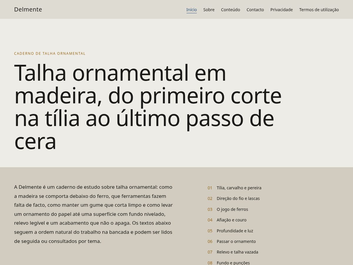 Landing-page snapshot of delmente.world