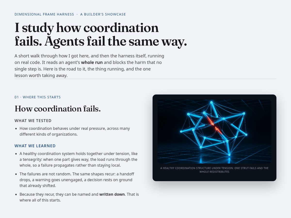 Landing-page snapshot of dimensionalframeharness.com
