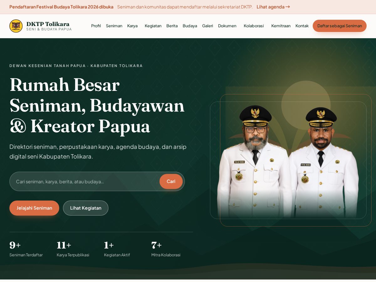 Landing-page snapshot of dktptolikara.org