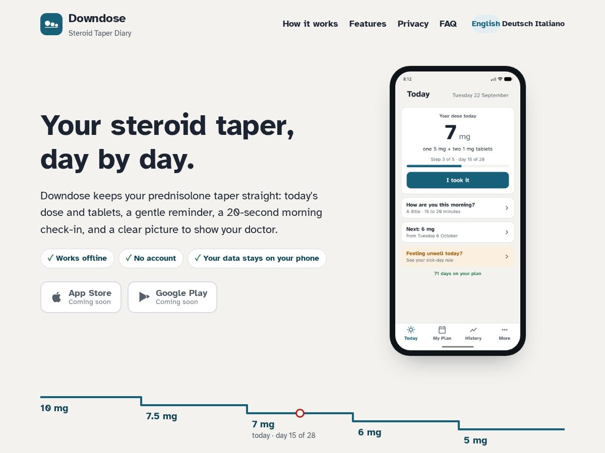 Landing-page snapshot of downdose.com