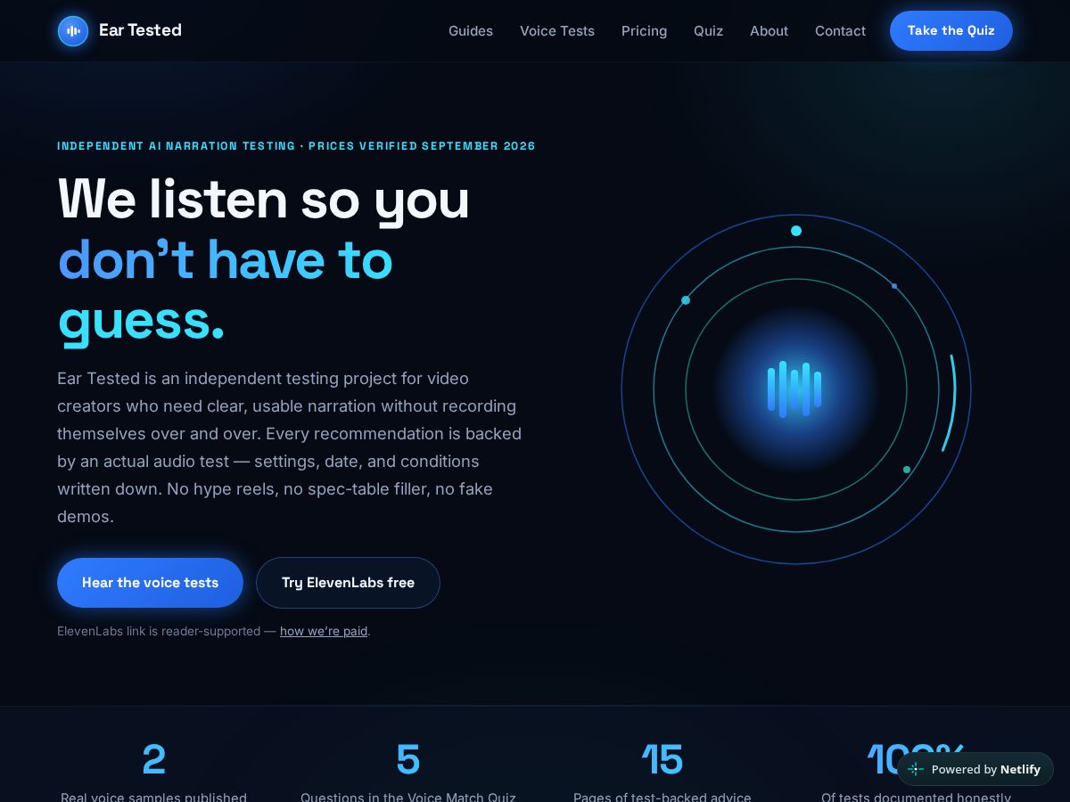 Landing-page snapshot of eartested.com