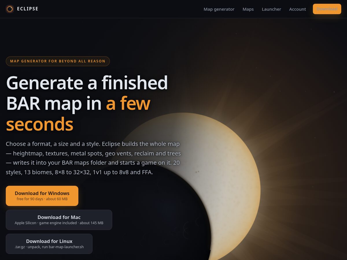 Landing-page snapshot of eclipseforeverbeyond.com