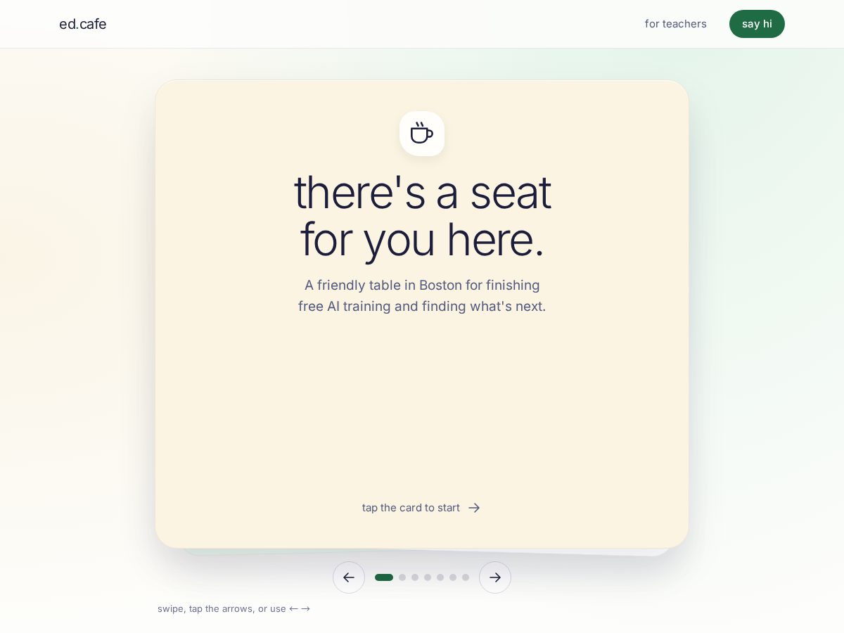 Landing-page snapshot of ed.cafe