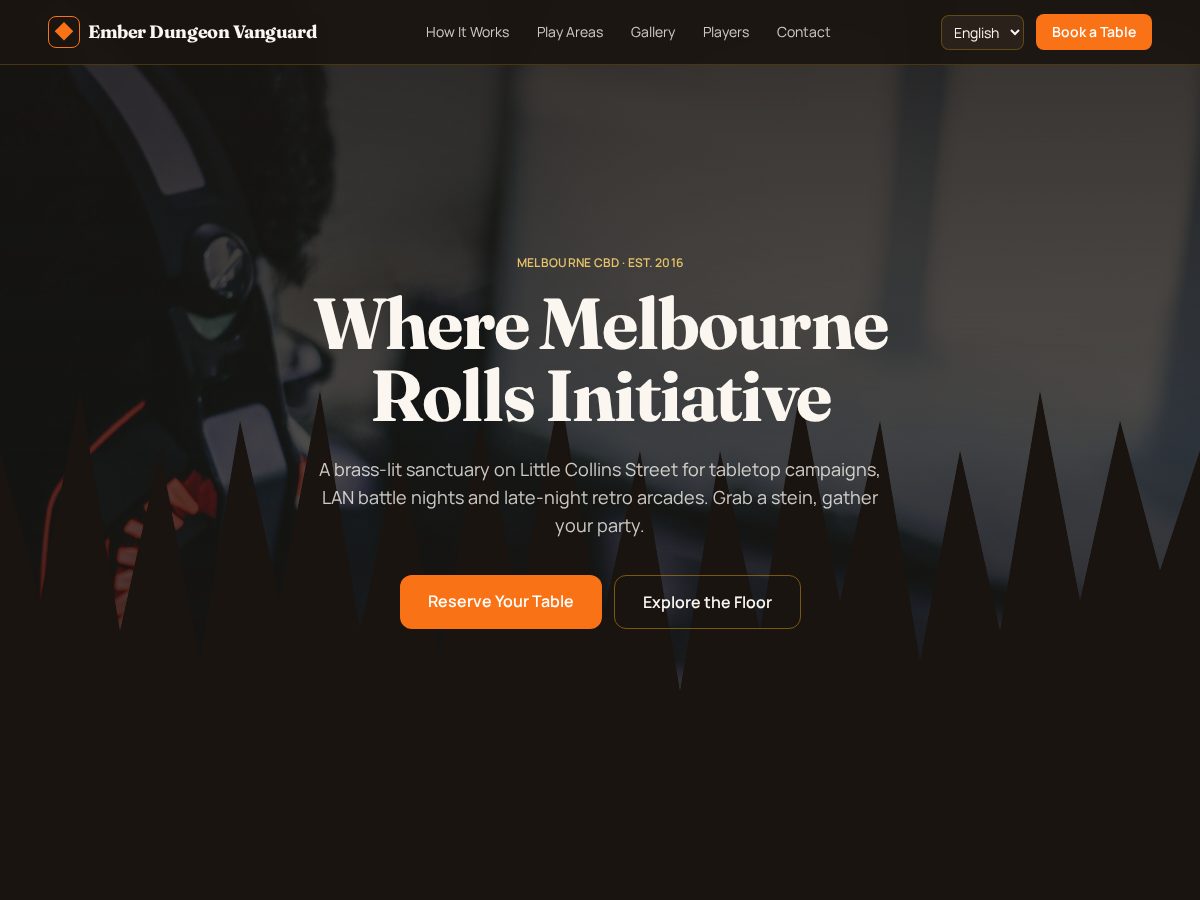 Landing-page snapshot of emberdungeonvanguard.club