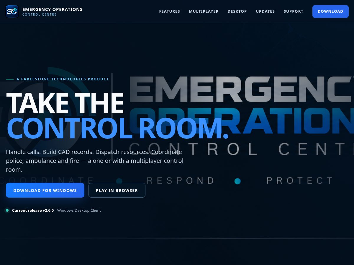 Landing-page snapshot of emergencyoperationsgame.com