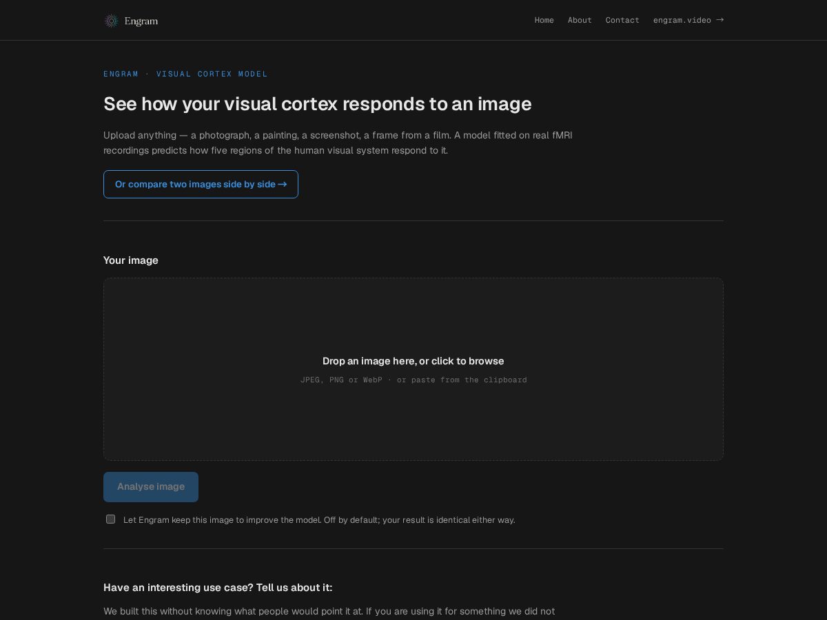 Landing-page snapshot of engram.live