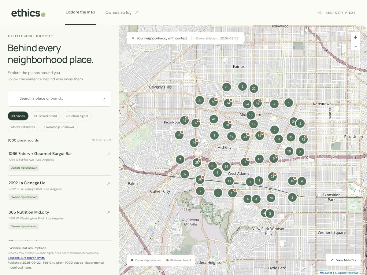 Landing-page snapshot of ethics.city