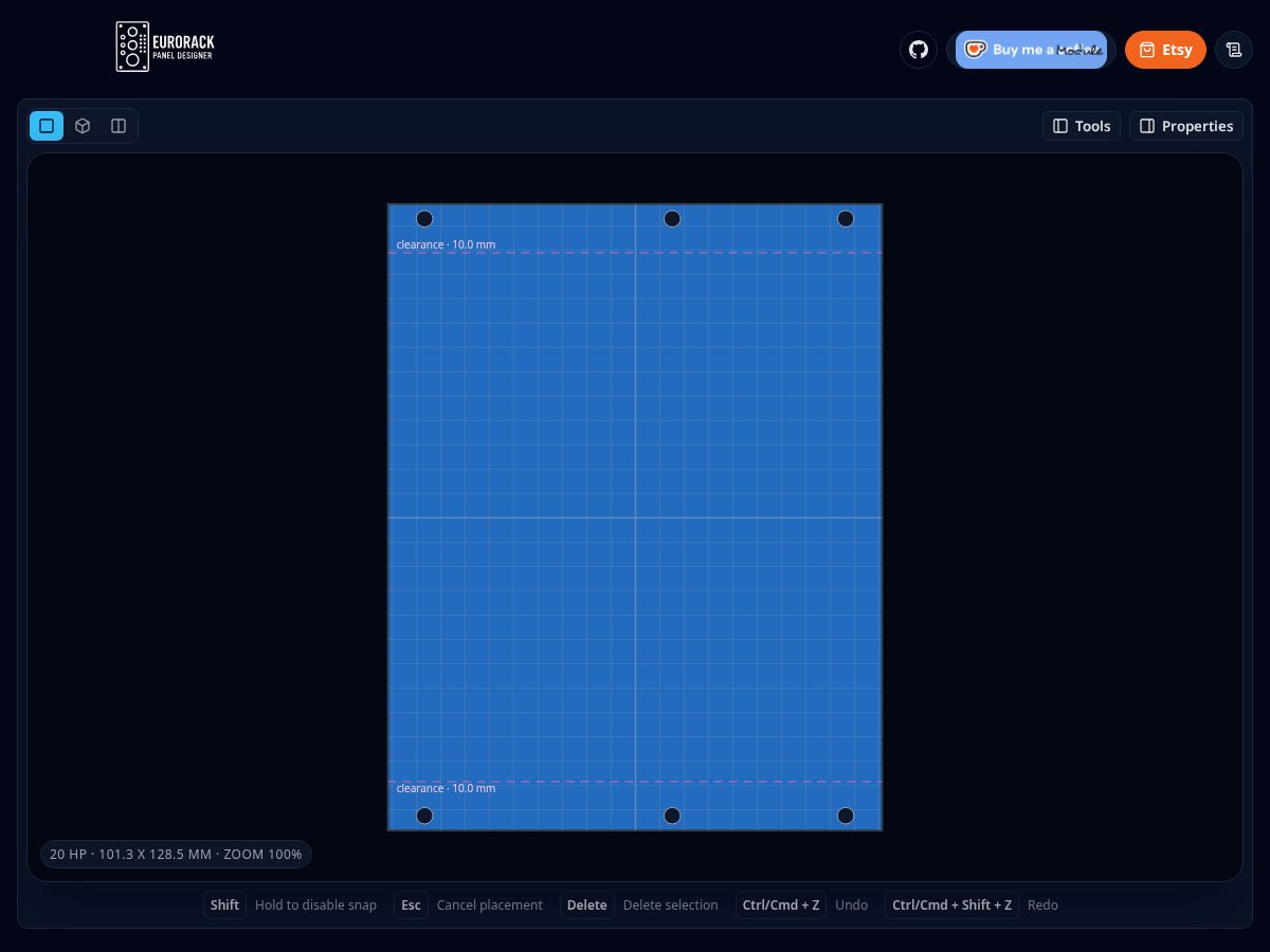 Landing-page snapshot of eurorackpanel.com